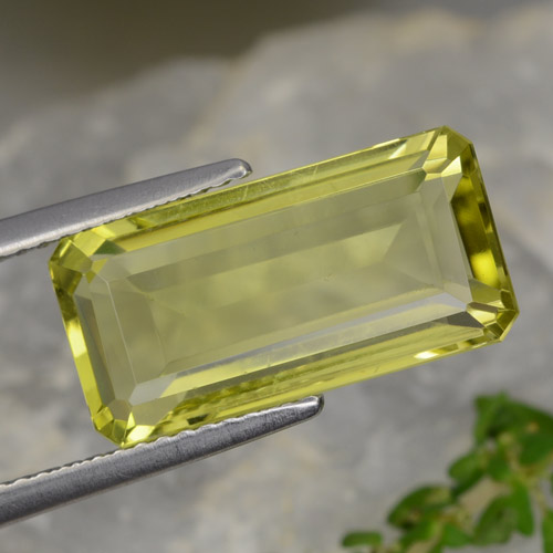 Lemon Yellow Кварц Камень - 6.9ct Восьмиугольная ступенчатая огранка (ID: 472970)
