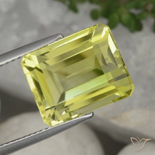 9.06ct Natural Light Pineapple Yellow Quartz, Emerald Cut, VVS-VS