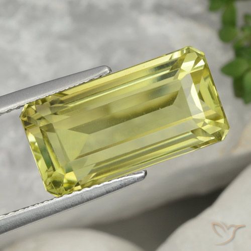 8.34ct Natural Green Yellow Quartz, Emerald Cut, VVS-VS