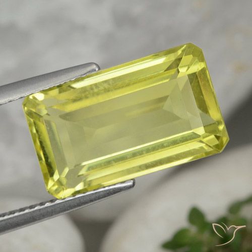 6.90ct Natural Lemon Yellow Quartz, Emerald Cut, VVS-VS
