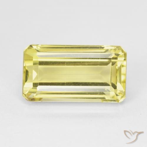 6.84ct Natural Light Pineapple Yellow Quartz, Emerald Cut, VVS-VS