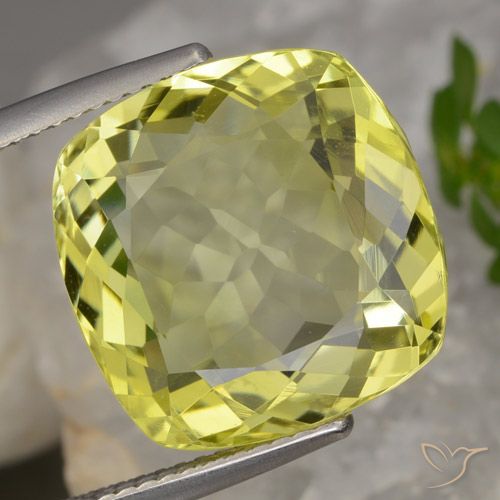 14.34ct Natural Light Yellow Quartz, Cushion, VVS