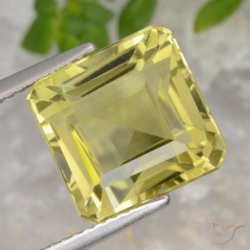 8.55ct Natural Light Yellow Quartz, Emerald Cut, VVS-VS