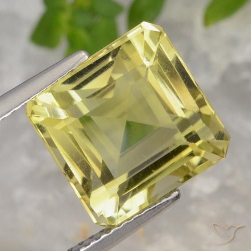 8.55 ct Yellow Quartz Stone, Natural Quartz in Octagon Step Cut Shape for Sale