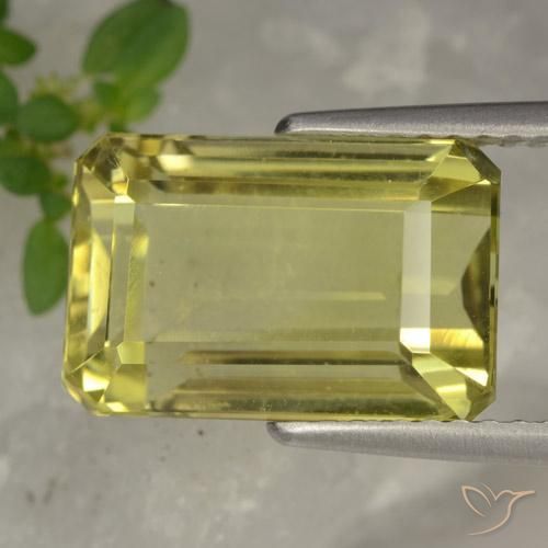 6.42 ct Yellow Quartz Stone, Natural Quartz in Octagon Step Cut Shape for Sale
