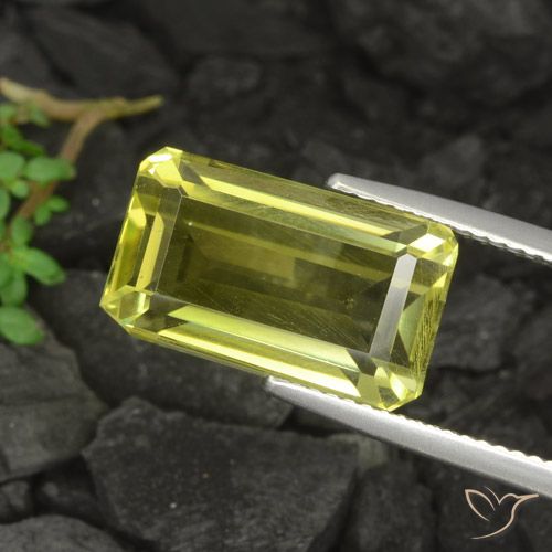 11.09ct Natural Green Yellow Quartz, Emerald Cut, VVS-VS