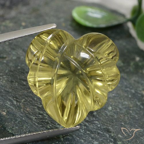 12.47 ct Yellow Quartz, 16.1 x 15.5 mm Carved From Brazil, Photo A