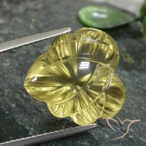12.47 ct Yellow Quartz Stone, Natural Quartz in Fantasy Carved Leaf Shape for Sale