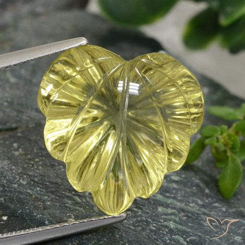 11.72ct Natural Greenish Yellow Quartz, Flower Cut, Transparent