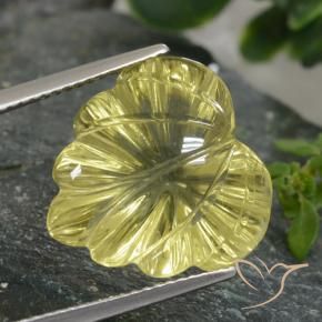 11.72 ct Yellow Quartz Stone, Natural Quartz in Fantasy Carved Leaf Shape for Sale