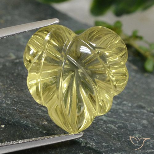 12.67 ct Yellow Quartz, 16.4 x 15.7 mm Carved From Brazil, Photo A