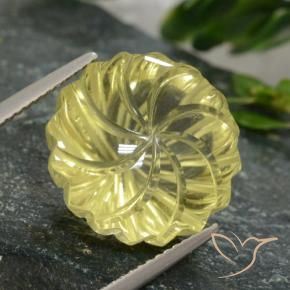 12.61 ct Yellow Quartz Stone, Natural Quartz in Carved Flower Shape for Sale