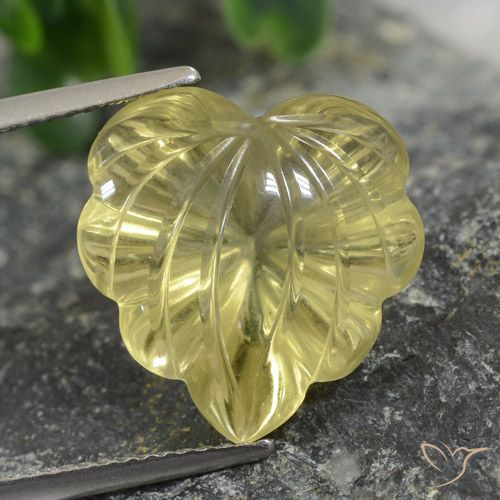 10.42ct Natural Medium-Light Yellow Quartz, Flower Cut, Transparent