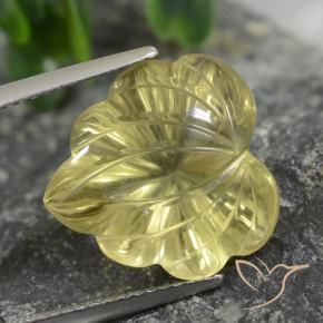 10.42 ct Yellow Quartz Stone, Natural Quartz in Fantasy Carved Leaf Shape for Sale