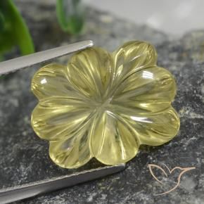 9.60 ct Yellow Quartz Stone, Natural Quartz in Carved Flower Shape for Sale