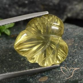 12.04 ct Yellow Quartz Stone, Natural Quartz in Fantasy Carved Leaf Shape for Sale