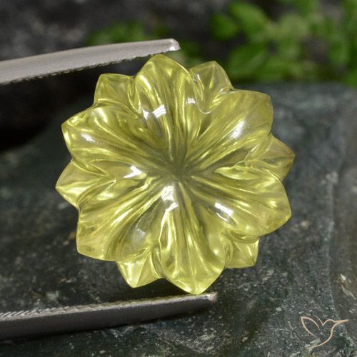 12.77ct Natural Light Yellow Quartz, Flower Cut, Transparent