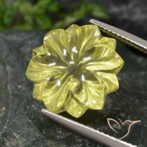 12.77 ct Yellow Quartz Stone, Natural Quartz in Carved Flower Shape for Sale