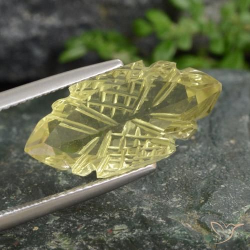 8.48 ct Yellow Quartz Stone, Natural Quartz in Carved Marquise Shape for Sale