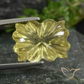 10.48 ct Yellow Quartz Stone, Natural Quartz in Carved Flower Shape for Sale