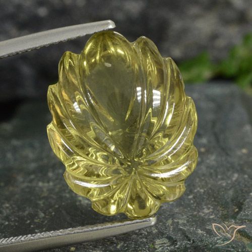 12.77ct Natural Medium-Light Yellow Quartz, Flower Cut, Transparent