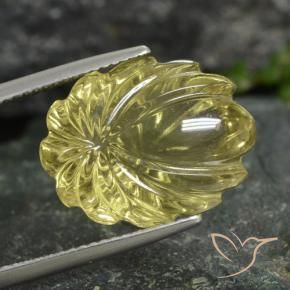 12.77 ct Yellow Quartz Stone, Natural Quartz in Carved Flower Shape for Sale