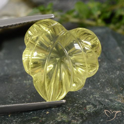 12.97ct Natural Medium Yellow Quartz, Flower Cut, Transparent