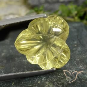 12.97 ct Yellow Quartz Stone, Natural Quartz in Fantasy Carved Leaf Shape for Sale