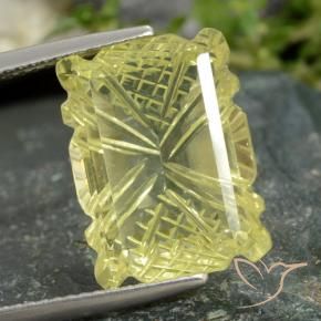 10.05 ct Yellow Quartz Stone, Natural Quartz in Fancy Carved Cushion Shape for Sale