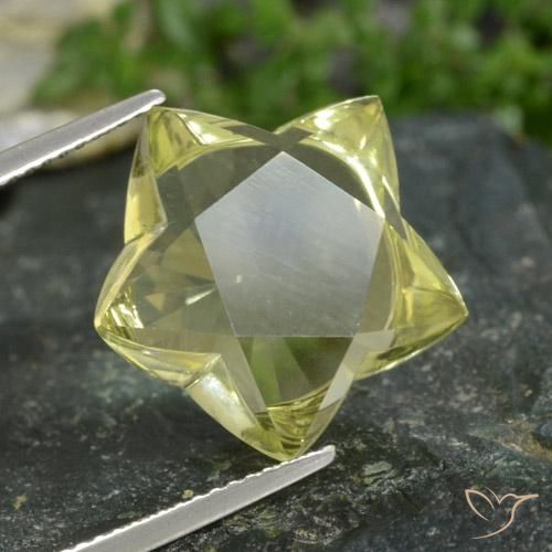 13.81 ct Yellow Quartz Stone, Natural Quartz in Star Facet Shape for Sale