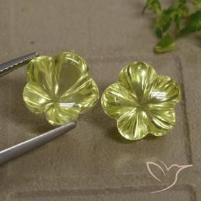 13.63 ctw Yellow Quartz Stones, Natural Quartz in Carved Flower Shape for Sale
