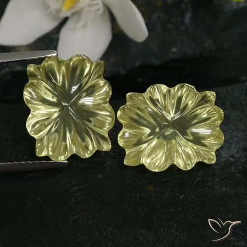 13.43 ct Yellow Quartz, 13.8 x 11.5 mm Carved From Brazil, Photo A