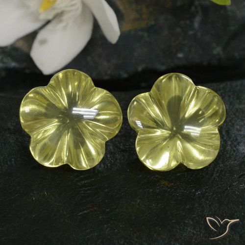 14.24ctw Natural Greenish Yellow Quartz, Flower Cut, Transparent