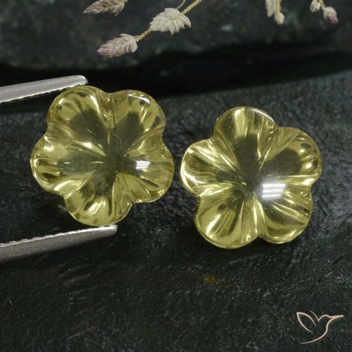 8.80ctw Natural Greenish Yellow Quartz, Flower Cut, Transparent