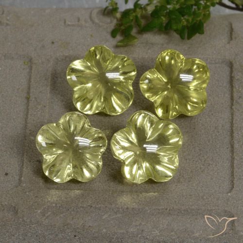 18.70ctw Natural Greenish Yellow Quartz, Flower Cut, Transparent