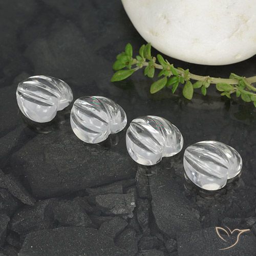 6.44 ctw White Quartz Gemstones, Quartz Gems in Carved Heart Shape for Sale.