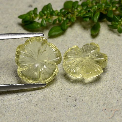 6.36ctw Natural Pale Cream Yellow Quartz, Flower Cut, Transparent