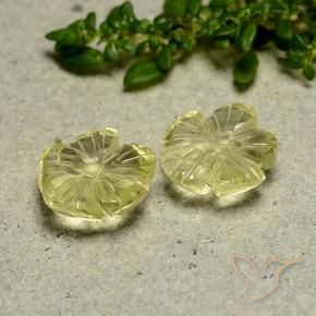 6.36 ctw Yellow Quartz Stones, Natural Quartz in Carved Flower Shape for Sale