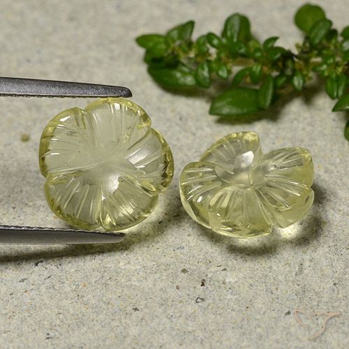 5.37ctw Natural Pale Cream Yellow Quartz, Flower Cut, Transparent