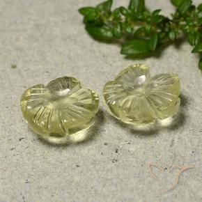 5.37 ctw Yellow Quartz Stones, Natural Quartz in Carved Flower Shape for Sale