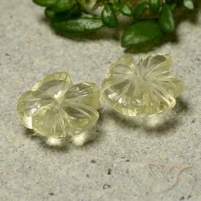2.00 ctw Yellow Quartz Stones, Natural Quartz in Carved Flower Shape for Sale