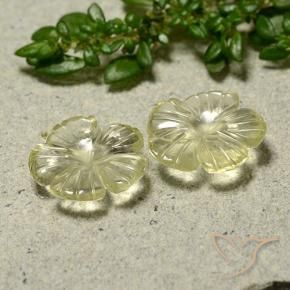 3.68 ctw Yellow Quartz Stones, Natural Quartz in Carved Flower Shape for Sale
