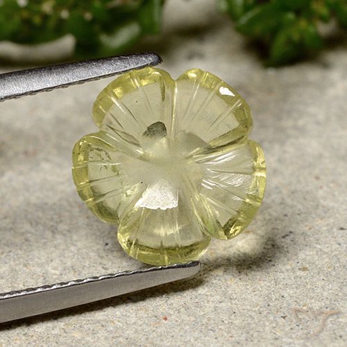 2.25ct Natural Medium Yellow Quartz, Flower Cut, Transparent
