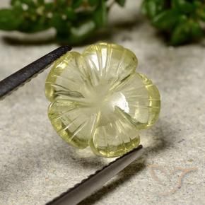 2.25 ct Yellow Quartz Stone, Natural Quartz in Carved Flower Shape for Sale