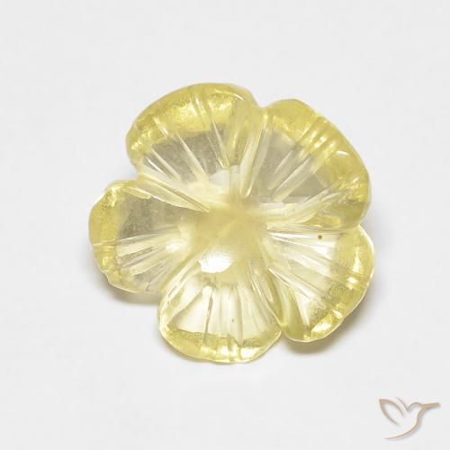 2.49ct Natural Pale Cream Yellow Quartz, Flower Cut, Transparent