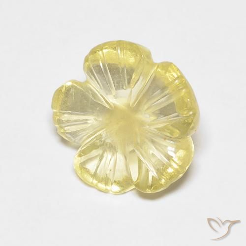 2.49 ct Yellow Quartz Stone, Natural Quartz in Carved Flower Shape for Sale