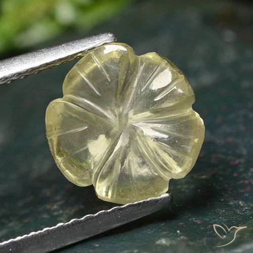 2.45ct Natural Light Greenish Yellow Quartz, Flower Cut, Transparent