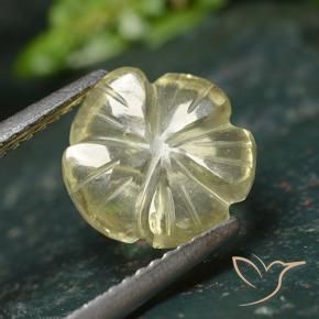2.45 ct Yellow Quartz Stone, Natural Quartz in Carved Flower Shape for Sale