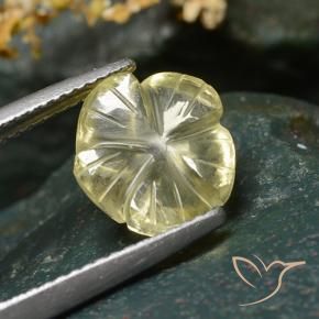 3.54 ct Yellow Quartz Stone, Natural Quartz in Carved Flower Shape for Sale