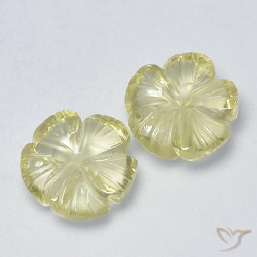 4.36 ctw Yellow Quartz Stones, Natural Quartz in Carved Flower Shape for Sale